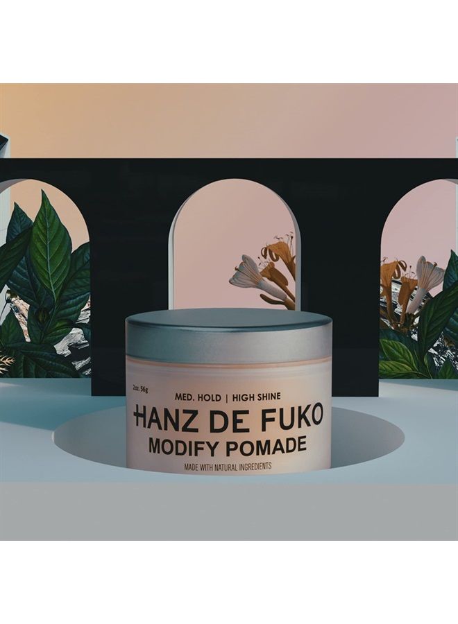 hanz de fuko مادة تصفيف الشعر - بومادة للرجال عالية الجودة - تثبيت متوسط، لمعان عالي - مكونات عضوية معتمدة، 2 أونصة - Image 2