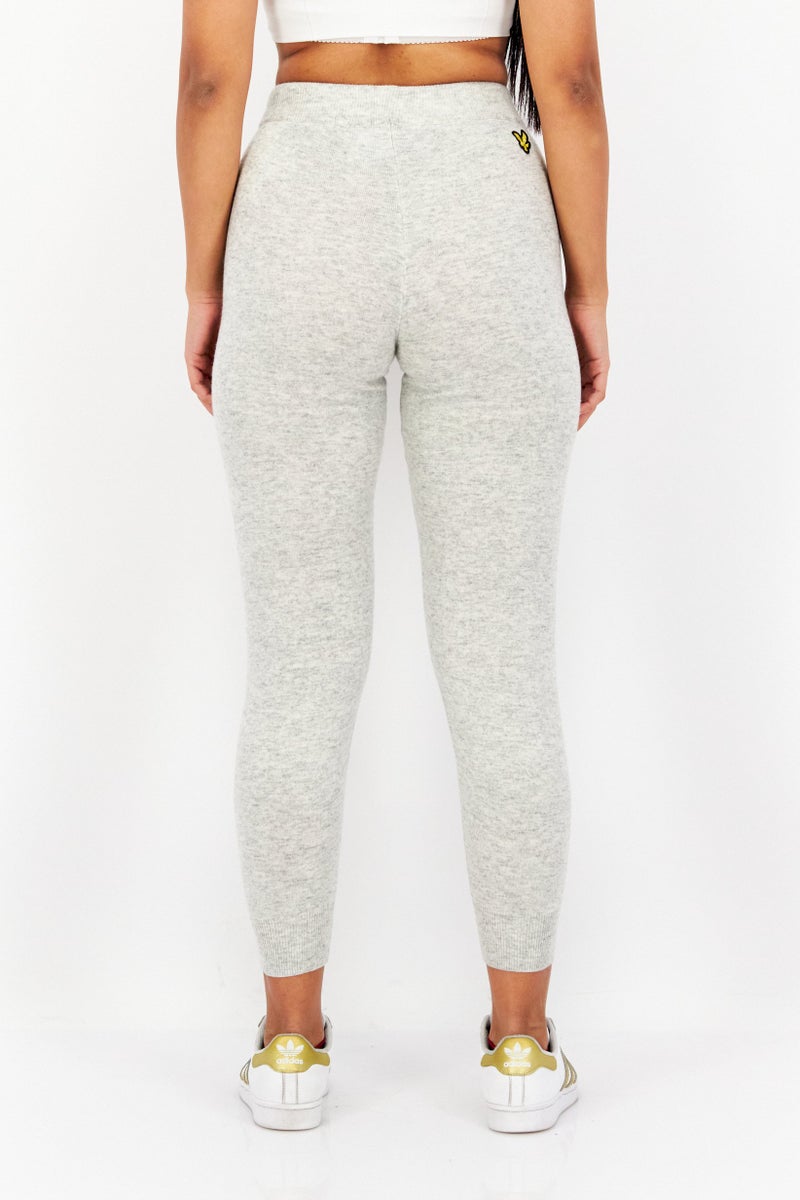 Lyle & Scott سروال جوجرز للنساء بقصة عادية مع حبل سحب، رمادي فاتح مائل إلى الرمادي - Image 3