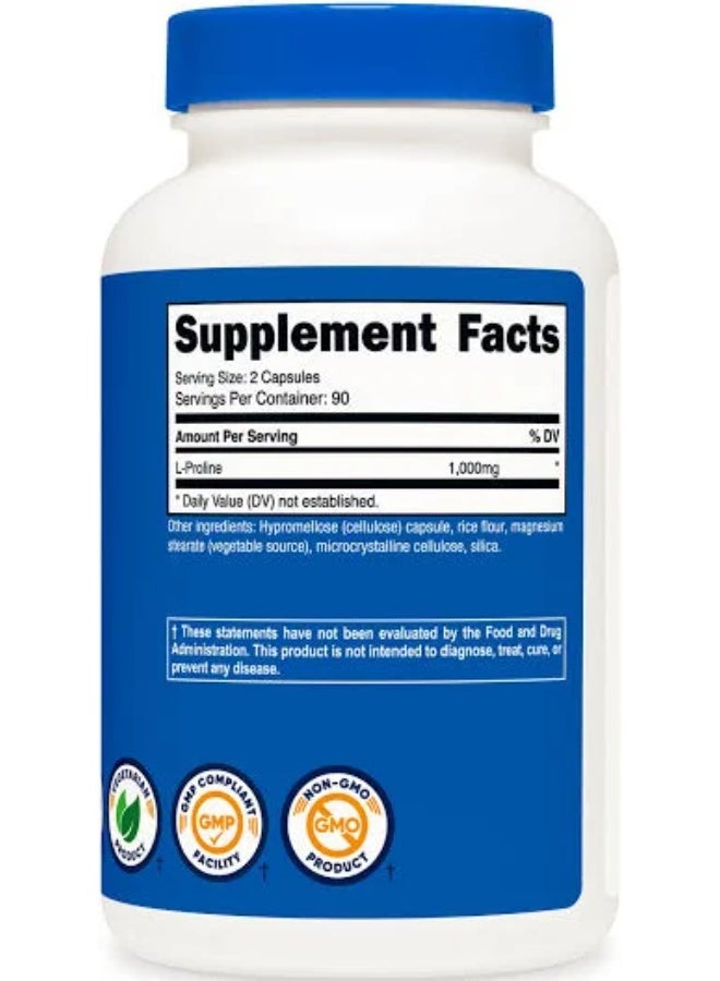 Nutricost, L-Proline, 180 Capsules (500 mg per Capsule) - Image 2