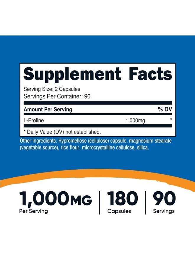 Nutricost, L-Proline, 180 Capsules (500 mg per Capsule) - Image 4