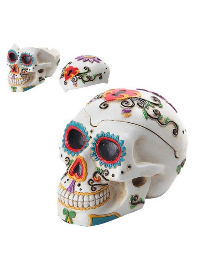 Pacific Giftware Ptc Day Of The Dead Themed Skull Hand Painted Resin Ashtray White 