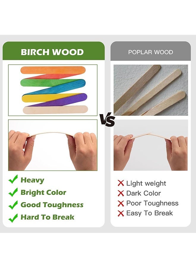 Wffo 200 Piece Multicolor Popsicle Sticks (4.5 Inch), Premium Natural Organic Wood for Waxing, Craft Project, Tongue Depressor, Popsicle, Ice Cream Stick,Woodcraft, Paint Stirrer and Art - Color / Wood - Image 3