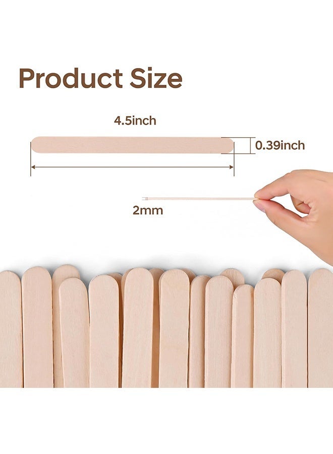 Wffo 200 Piece Multicolor Popsicle Sticks (4.5 Inch), Premium Natural Organic Wood for Waxing, Craft Project, Tongue Depressor, Popsicle, Ice Cream Stick,Woodcraft, Paint Stirrer and Art - Color / Wood - Image 2