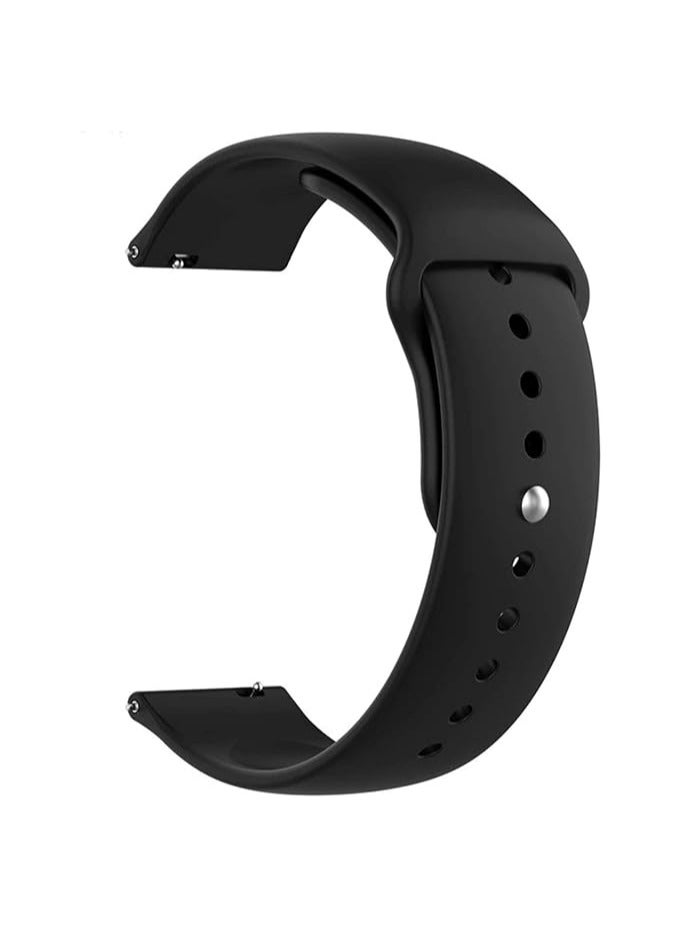 22mm Watch Band with Stainless Steel Button Compatible with (Black) - Image 1