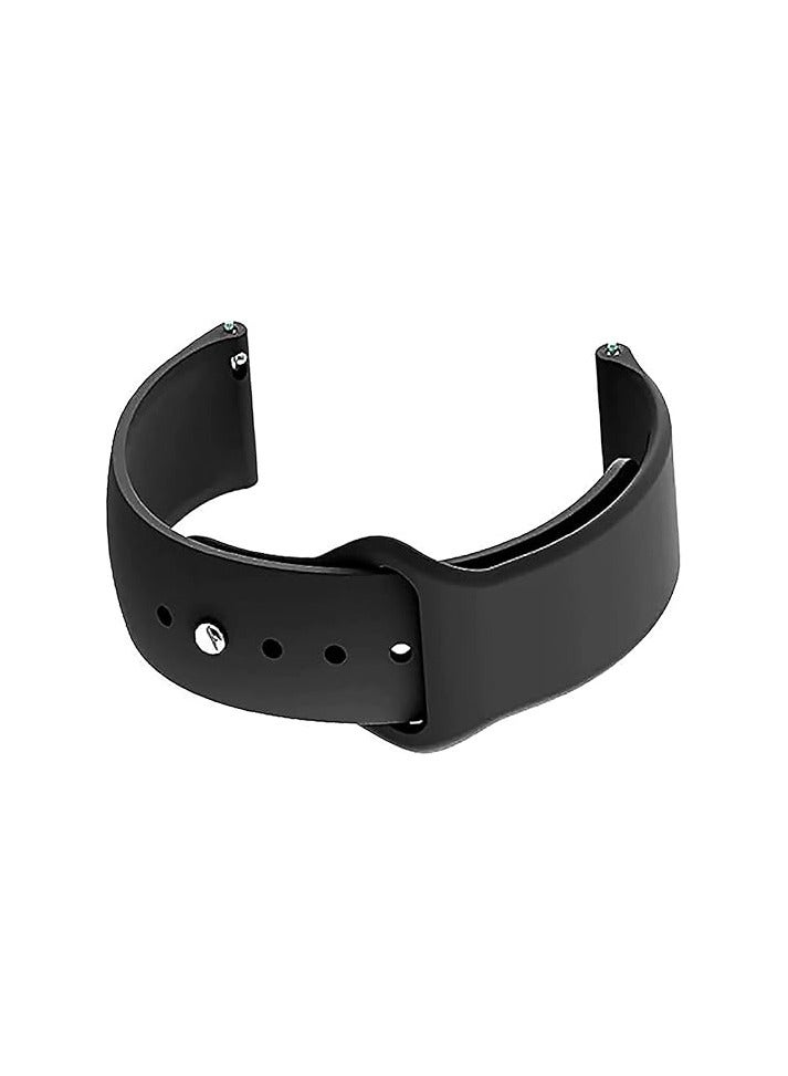 22mm Watch Band with Stainless Steel Button Compatible with (Black) - Image 2