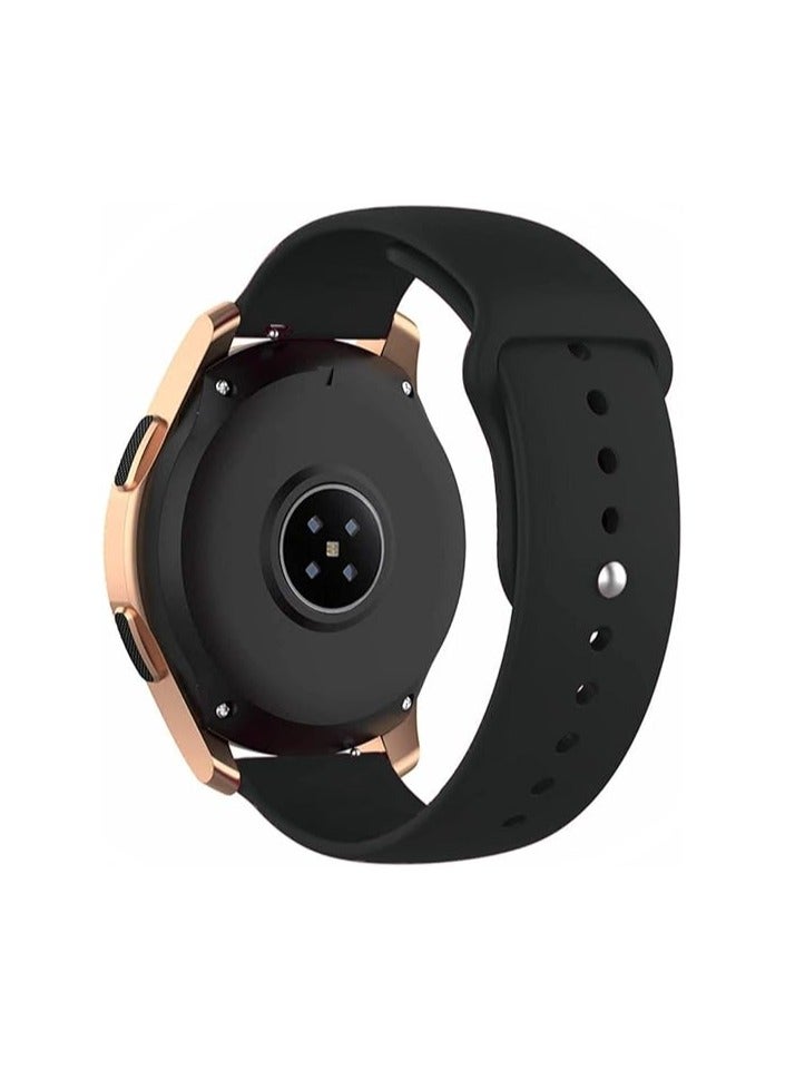 22mm Watch Band with Stainless Steel Button Compatible with (Black) - Image 3