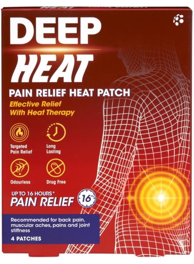 Deep Heat Pain Relief Heat Patch, Muscular Aches, Pains, Joint Stiffness (Pack of 4 Patches) - Image 1