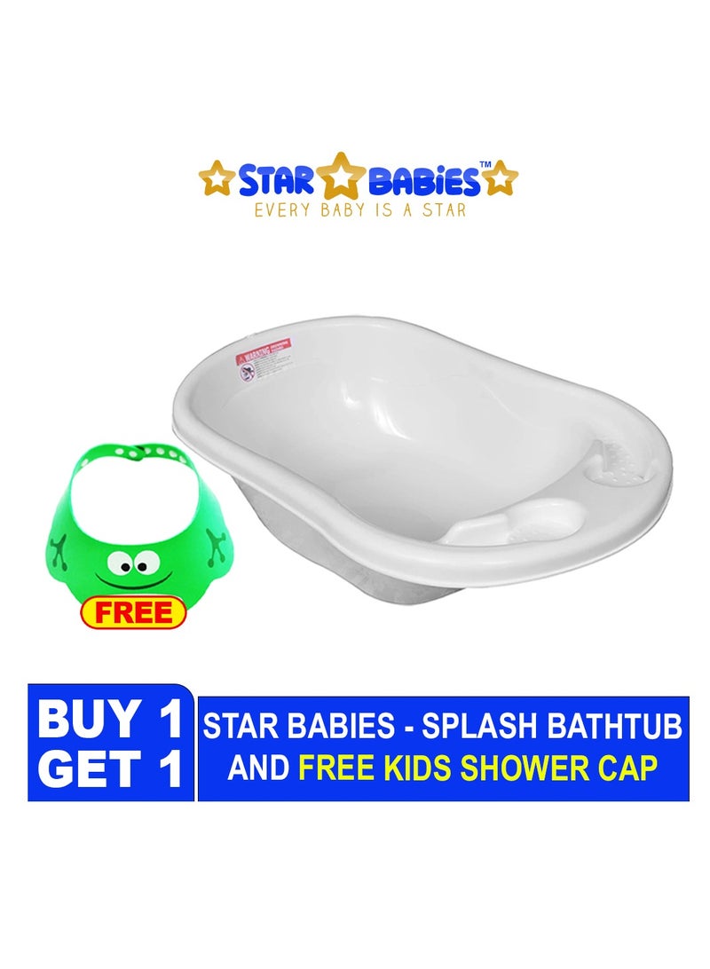 STAR BABiES Sunbaby Buy 1 Get 1 (Splash bath tub with kids shower cap - White/Green - Image 2