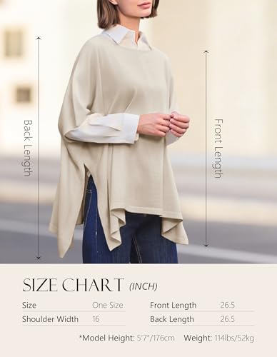 PULI Womens Pullover Poncho Sweater Cashmere Feel Shawl Wraps Loose Fitting Baggy Tops for Fall Winter Barley Twist - Image 4