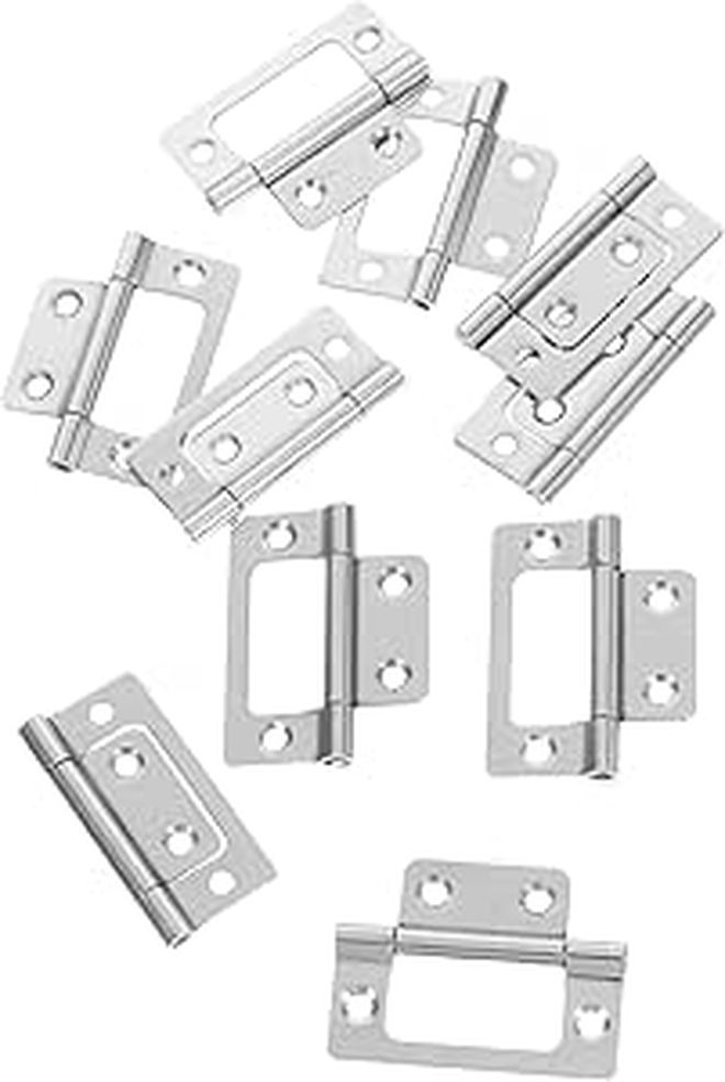 Heavy Duty Stainless Steel Cabinet Hinges 10pcs Quiet Flat Mount for Kitchen Wardrobe Door - Image 1