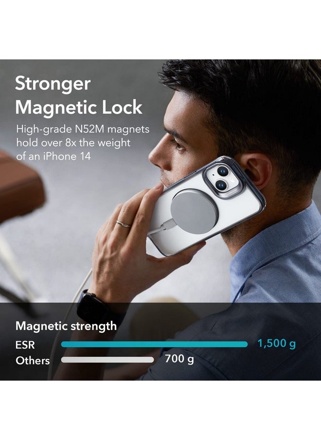 اي اس ار جراب ESR لهاتف iPhone 13/14، متوافق مع MagSafe، حامل حلقي للكاميرا قابل للتعديل، ظهر مقاوم للخدش، حماية من الدرجة العسكرية، TPU، غطاء خلفي مغناطيسي كلاسيكي مع حامل، أسود شفاف  - Image 3