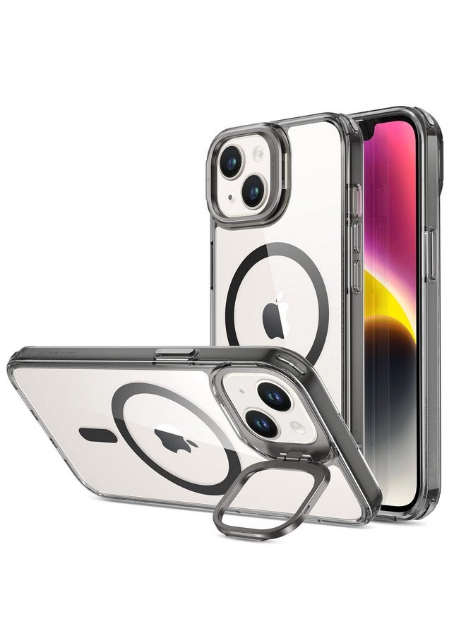 اي اس ار جراب ESR لهاتف iPhone 13/14، متوافق مع MagSafe، حامل حلقي للكاميرا قابل للتعديل، ظهر مقاوم للخدش، حماية من الدرجة العسكرية، TPU، غطاء خلفي مغناطيسي كلاسيكي مع حامل، أسود شفاف  - Image 1