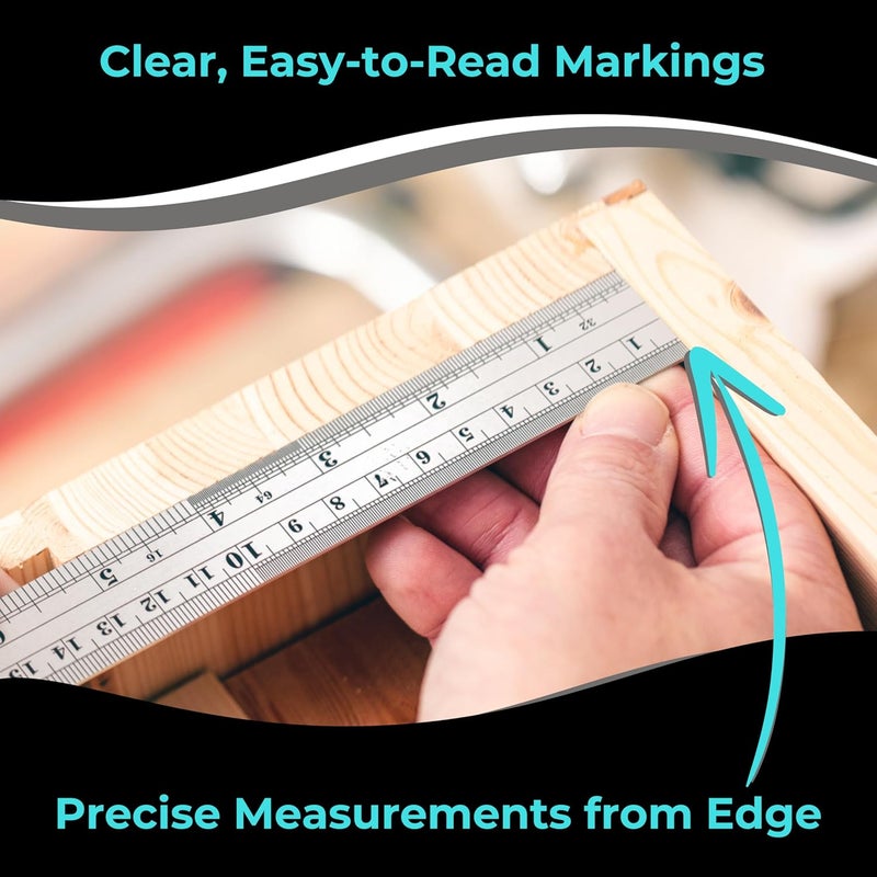 NOKKO Metal Ruler 6 Inch - Pack of 10 - Stainless Steel Ruler Set with Straight Edge Rulers - Precise Metric & Imperial Measurements - Ideal for School, Office, Woodworking & Craft Projects - Image 3