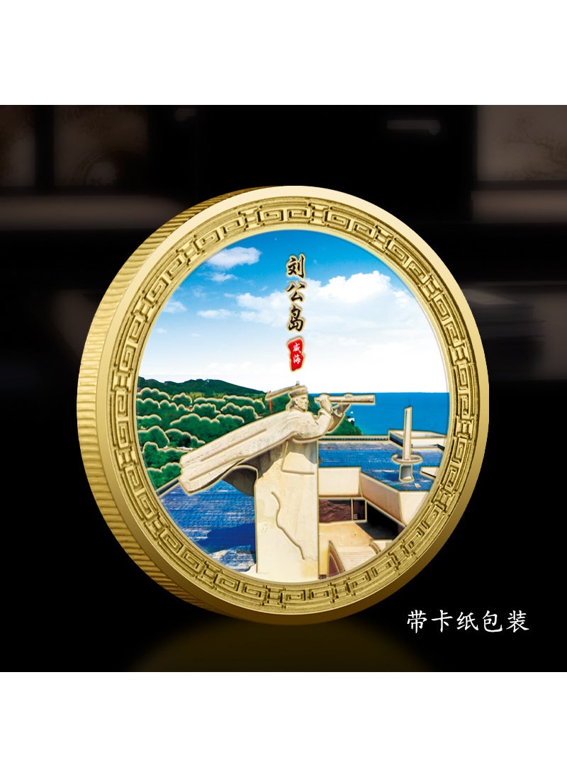 Shandong Weihai Fire Torch Eight Street Metal Relief Color Print Commemorative Plaque Popular Tourist Scenic Area Art Gift Comme Liu Gongdao 