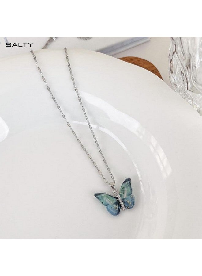 Salty Salty Vibrant Blue Winged Butterfly Beauty Pendant Necklace for Women & Girls Neck Chain Locket Fancy Stylish Modern Design Birthday & Special Occassion Gift | Aesthetic Jewellery Everyday Wear - Image 4