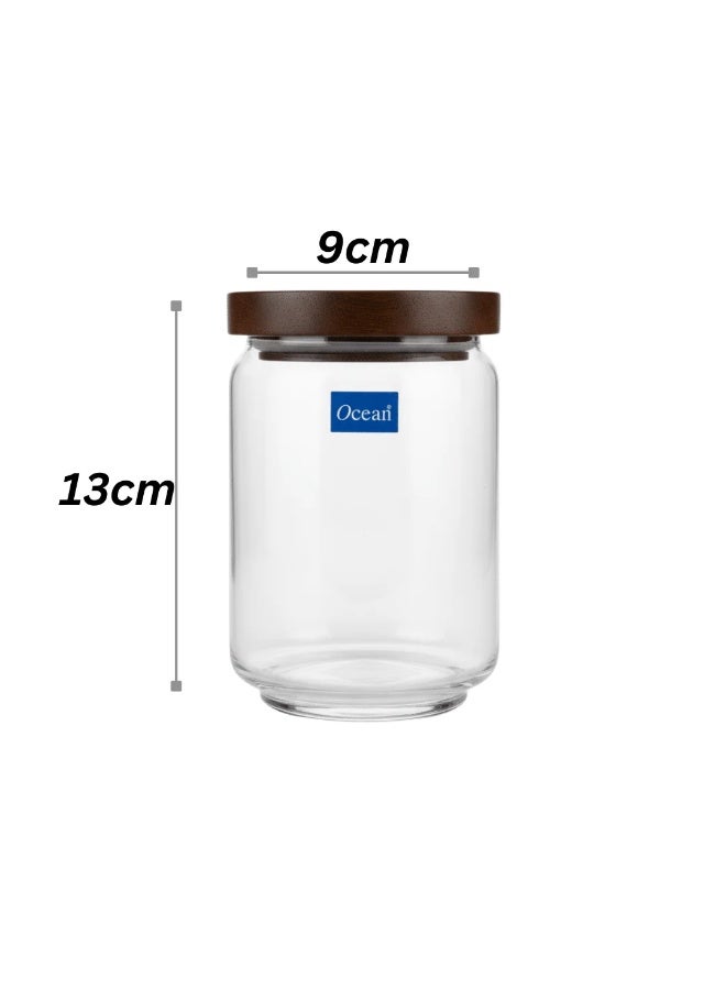 أوشن جلاسز برطمان زجاجي من أوشن بوب سعة 650 مل مع غطاء خشبي – وعاء محكم الإغلاق لتخزين السكر والتوابل والمكسرات والأطعمة الجافة – صنع في تايلاند - Image 2