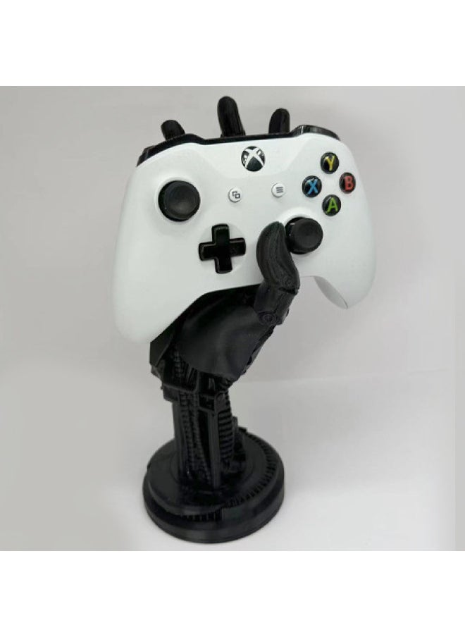 Cyberpunk Manipulator Handle Bracket 2077 Johnny Silver Hand Surrounding XBOX PS4/5 Handle Round Bottom Ornaments-Color:Matte Black-Specifications:Right Hand Round Bottom