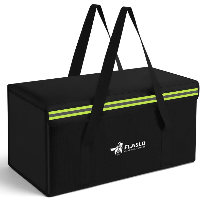 FLASLD Large Fireproof Document Bags, 24x12x12â€ Waterproof Storage Firesafe Bag, Fireproof Folder Safe Box for Cash, Valuables & Passport, Silicone Coating & Zipper Closure - Image 1
