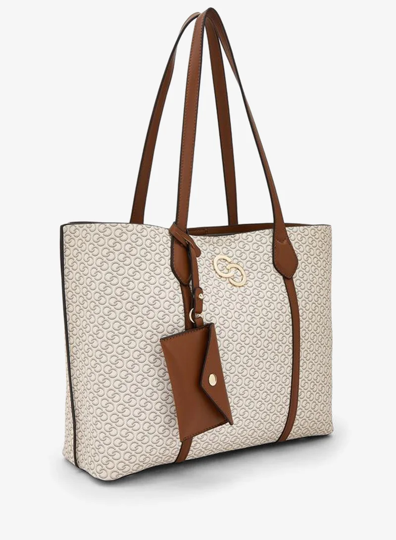 سيليست All-Over Monogram Print Tote Bag With Button Closure And Coin Pouch