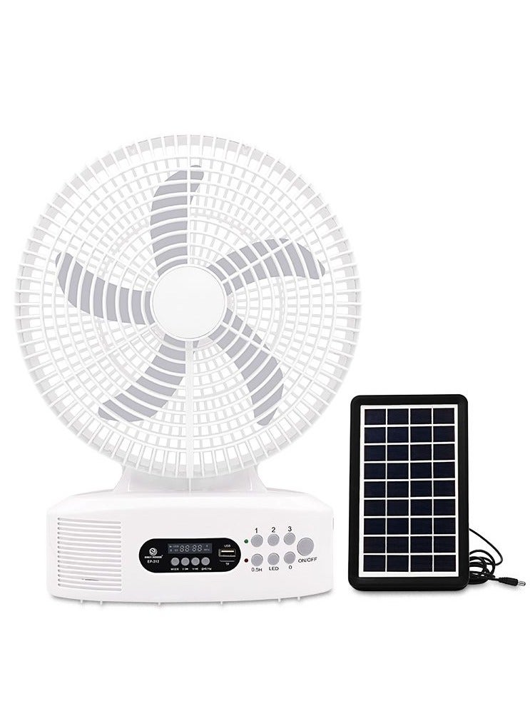 إيزي باور مروحة Easy Power EP-312 قابلة لإعادة الشحن مقاس 12 بوصة مع إضاءة ليلية وشحن بالطاقة الشمسية ومكبر صوت بلوتوث (راديو TF-USB-FM) ومروحة تيار متردد/تيار مستمر - Image 4