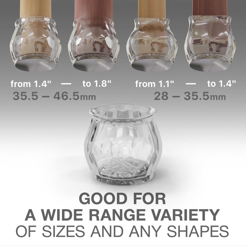 X-Protector Silicone Chair Leg Floor Protectors with Non-Slip Bottom - 16 PCS - Anti-Slip Chair Leg Covers - Non-Skid Furniture Leg Caps - Furniture Pads for 1.4-1.8" Round & 1.1-1.4" Square Legs! - Image 3