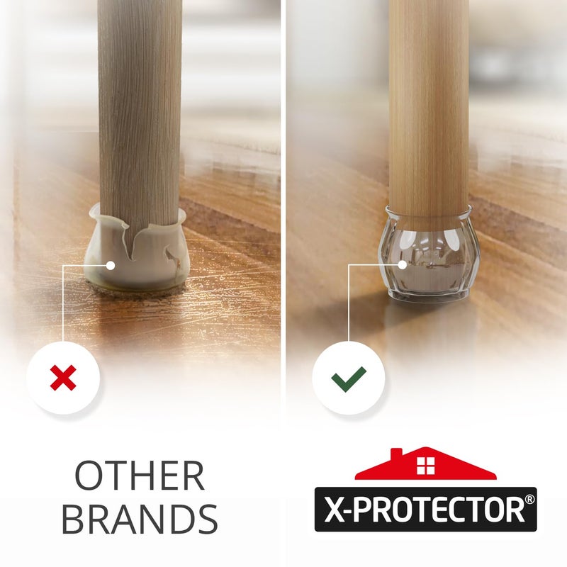 X-Protector Silicone Chair Leg Floor Protectors with Non-Slip Bottom - 16 PCS - Anti-Slip Chair Leg Covers - Non-Skid Furniture Leg Caps - Furniture Pads for 1.4-1.8" Round & 1.1-1.4" Square Legs! - Image 2