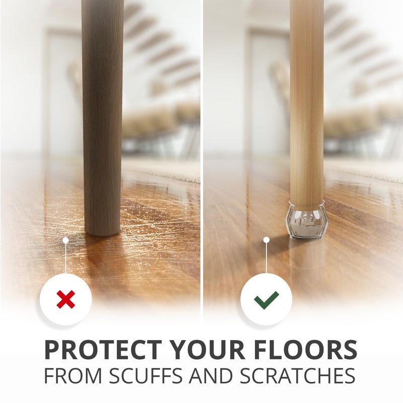 X-Protector Silicone Chair Leg Floor Protectors with Non-Slip Bottom - 16 PCS - Anti-Slip Chair Leg Covers - Non-Skid Furniture Leg Caps - Furniture Pads for 1.4-1.8" Round & 1.1-1.4" Square Legs! - Image 4