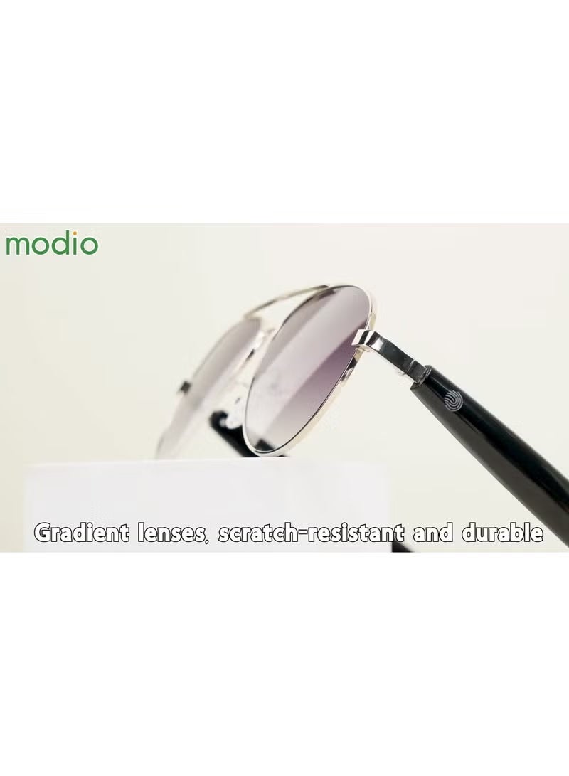 موديو Modio MG05 Smart Audio Glasses in Silver with Bluetooth Speakers & UVB Protection | Open-Ear Wireless Music & Call Function | Lightweight Smart Wearable Eyewear with Multifunction Touch Controls | Stylish Sunglasses for Men & Women, Ideal for Daily Use - Image 5