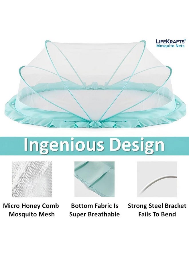 Lifekrafts Foldable Baby Mosquito Net, Bottomless Net For Infants, For Safe & Easy Use | Ensures Your Baby'S Safe Sleep 135 X 65 X 65Cms, For Babies & Toddlers (0 To 24 Months) - Ocean Green  - Image 3