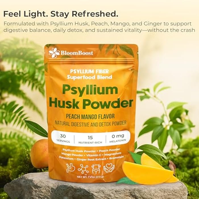 BloomBoost Psyllium Husk Powder | Tropical Flavored Psyllium Husk Powder for Digestive Health & Gut Support | Sugar Free Supplement for Keto & Vegan Diets | 30-Day Supply - Image 4