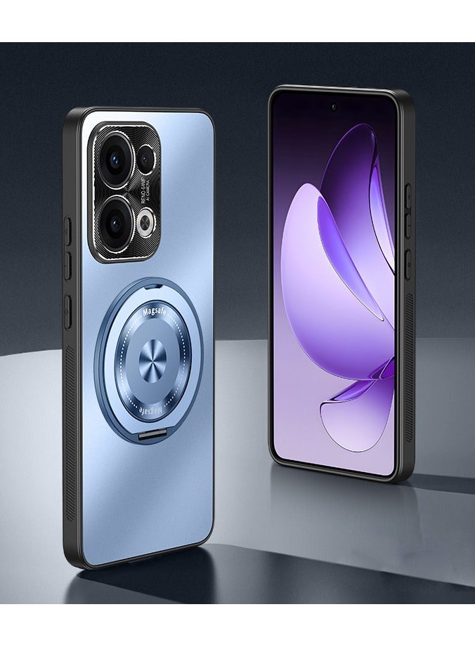 Case Compatible with Oppo Reno 13 Pro, Ultra-thin Magnetic Frosted Phone Case with 360° Rotatable Ring Stand, Skin-friendly Non-slip Protective Cover for Reno13 Pro