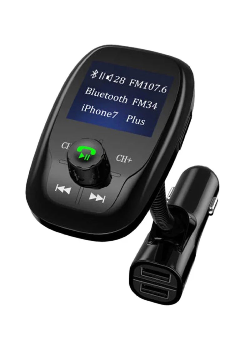 Rock Pow Bluetooth FM Transmitter, Wireless in-Car Radio Adapter Music Player w/Power Off, 350° Adjustable Head Hands-Free Calling Car Kit - Image 1