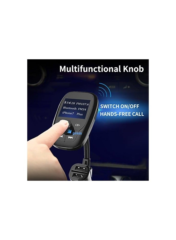 Rock Pow Bluetooth FM Transmitter, Wireless in-Car Radio Adapter Music Player w/Power Off, 350° Adjustable Head Hands-Free Calling Car Kit - Image 4