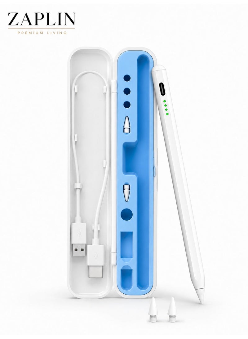 ZapLin Stylus Pen for iPad 11th/10th/9th/8th/7th/6th Gen, iPad Pencil for Apple iPad Pro 11/12.9 inch, Air 7/6/5/4/3 & Mini 7/6/5 (2018-2025) - Palm Rejection & Tilt - Image 1