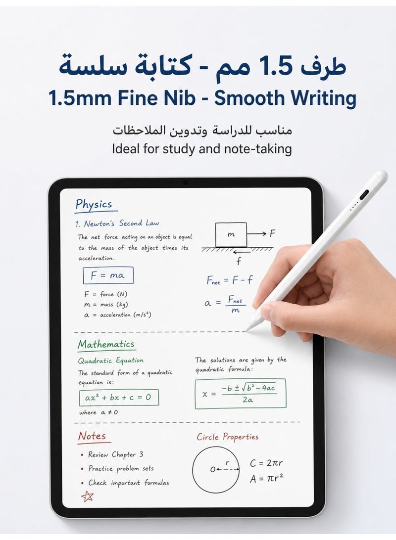 ZapLin Stylus Pen for iPad 11th/10th/9th/8th/7th/6th Gen, iPad Pencil for Apple iPad Pro 11/12.9 inch, Air 7/6/5/4/3 & Mini 7/6/5 (2018-2025) - Palm Rejection & Tilt - Image 5