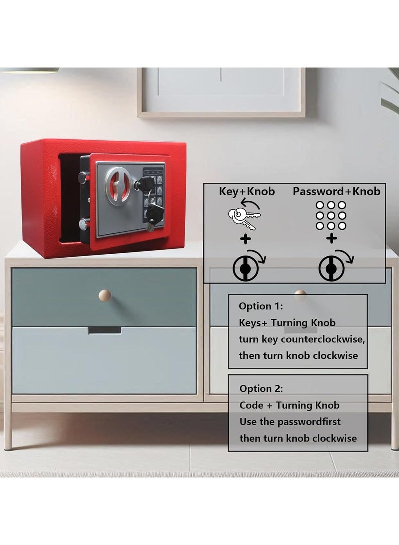 Small Money Safe Box with Keypad & Keys, Money Lock Boxes, Electronic Personal Security Safe Hidden Lock Box, Safety Boxes Steel Alloy for Home Office Hotel Rooms Business Jewelry Cash  - Image 2
