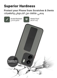 هووانميت حافظة لهاتف شاومي ريدمي 13 سي 4 جي، حافظة مغناطيسية ممتازة مع حامل مقبض يدوي ومسند - غطاء أنيق وعملي لقبضة معززة وراحة مطلقة وتجربة مشاهدة بدون استخدام اليدين - أسود  - Image 4