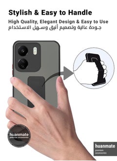 هووانميت حافظة لهاتف شاومي ريدمي 13 سي 4 جي، حافظة مغناطيسية ممتازة مع حامل مقبض يدوي ومسند - غطاء أنيق وعملي لقبضة معززة وراحة مطلقة وتجربة مشاهدة بدون استخدام اليدين - أسود  - Image 3