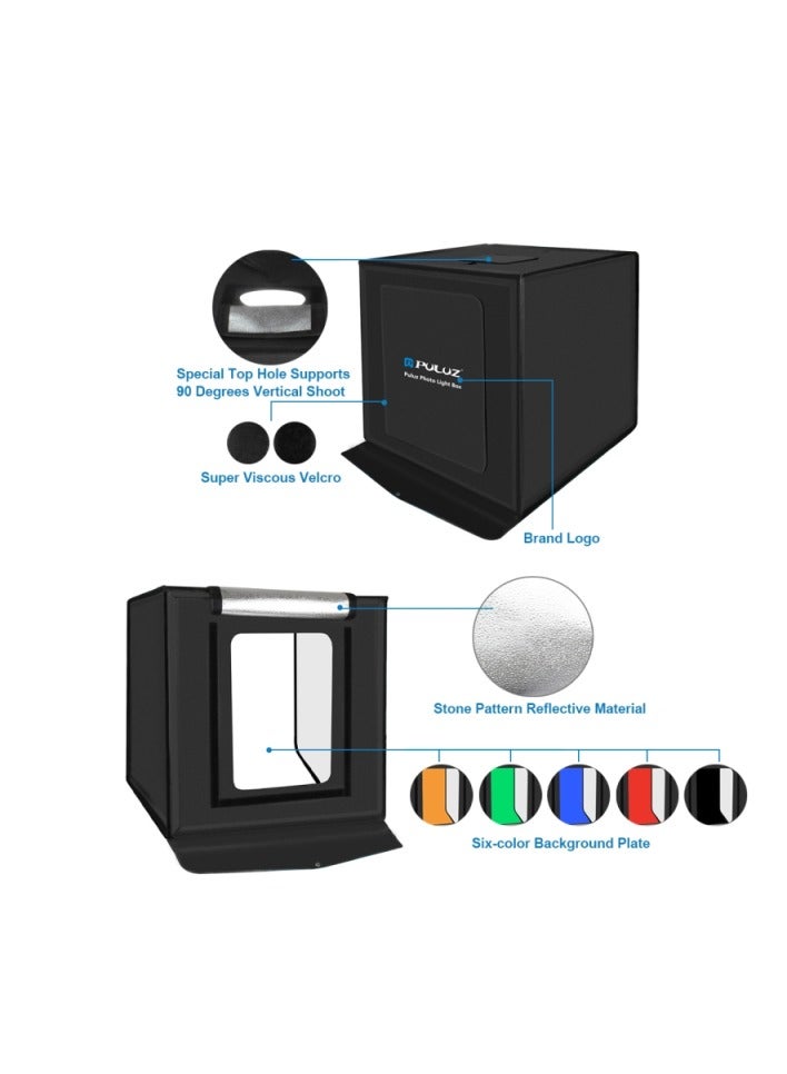 بولوز PULUZ 80cm قابلة للطي المحمولة 80W 8500LM الضوء الأبيض صور الإضاءة استوديو اطلاق النار خيمة صندوق عدة مع 3 ألوان الخلفيات (أسود، أبيض، برتقالي) - Image 4