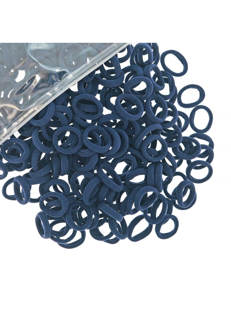 PIDOUDOU - 200 Pcs Solid Color Cotton Hair Ties Toddler Girls Elastics Hair Ties Seamless Ponytail Holder Navy - Image 1