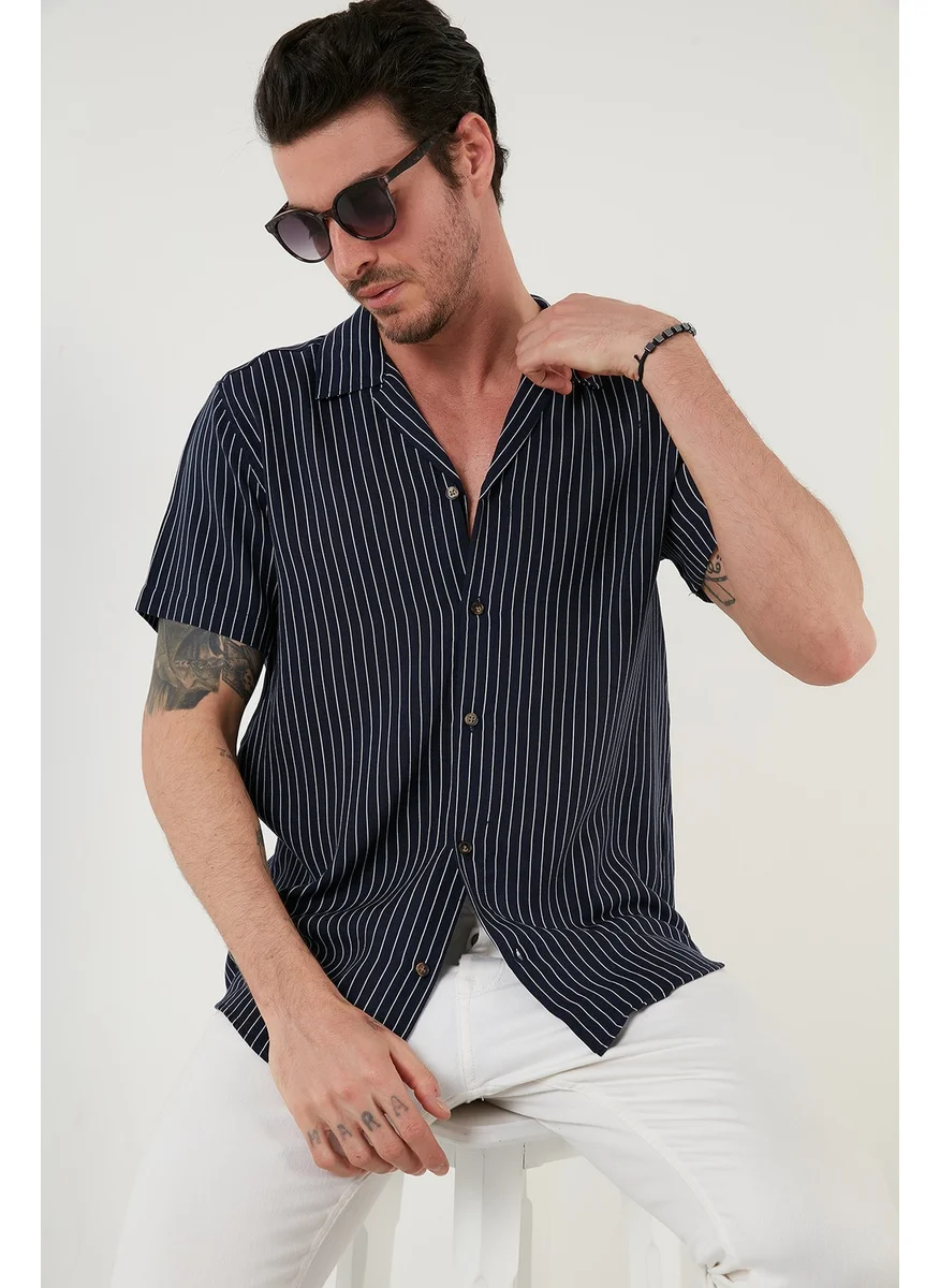 Buratti Short Sleeve Patchwork Collar Patterned Shirt Men's Shirt CF21S114293