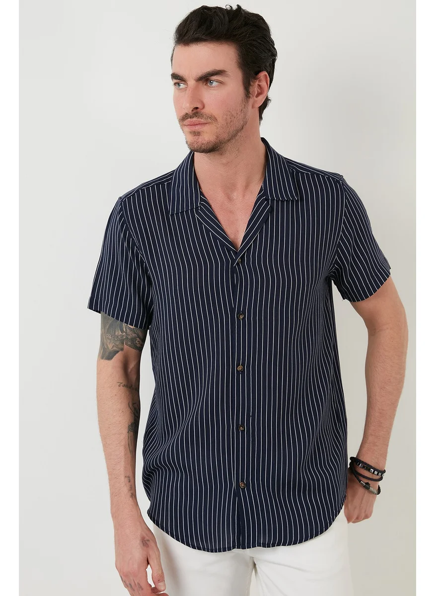 Buratti Short Sleeve Patchwork Collar Patterned Shirt Men's Shirt CF21S114293