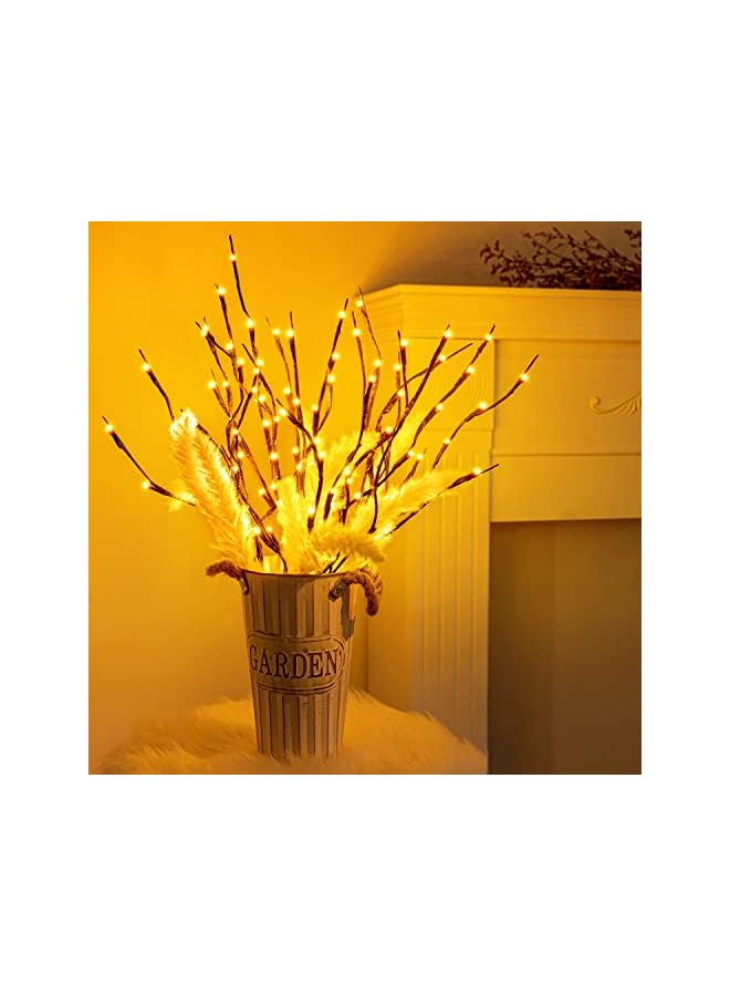 The Bros 3PK 60" أضواء فروع LED، أضواء أغصان للزهور، أغصان الصفصاف مع قابس USB، شجرة صناعية للزينة DIY لعيد الهالوين وعيد الشكر وعيد الميلاد، أبيض دافئ - Image 3