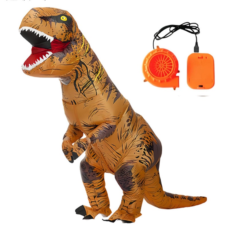 Qshine Adults T-Rex Inflatable Costume Fancy Dinosaur Suit Blow up Stegosaurus Jumpsuit Halloween Cosplay Costume - Image 3
