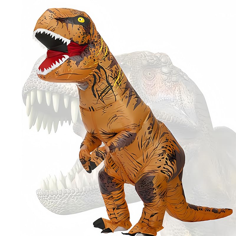 Qshine Adults T-Rex Inflatable Costume Fancy Dinosaur Suit Blow up Stegosaurus Jumpsuit Halloween Cosplay Costume - Image 1
