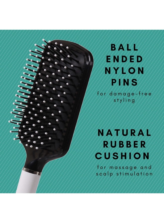 Scarlet Line Large Paddle Hair Brush With Plastic Handle, Air Cushion Paddle Brush With Ball Tip Nylon Bristles Styling N Straightening_Black N White - Image 3