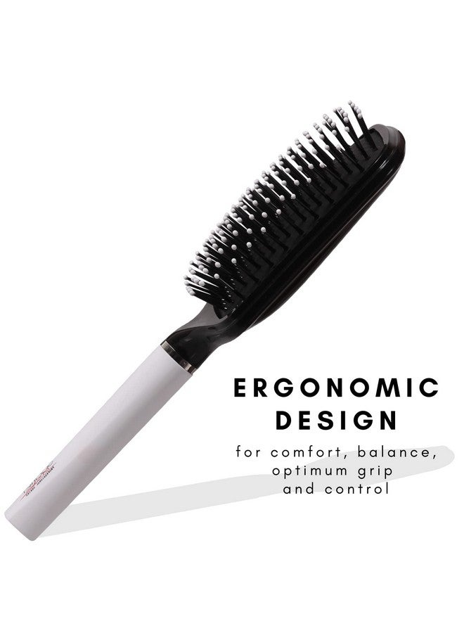 Scarlet Line Large Paddle Hair Brush With Plastic Handle, Air Cushion Paddle Brush With Ball Tip Nylon Bristles Styling N Straightening_Black N White - Image 4