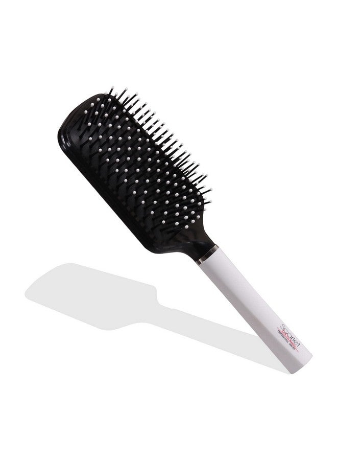 Scarlet Line Large Paddle Hair Brush With Plastic Handle, Air Cushion Paddle Brush With Ball Tip Nylon Bristles Styling N Straightening_Black N White - Image 1