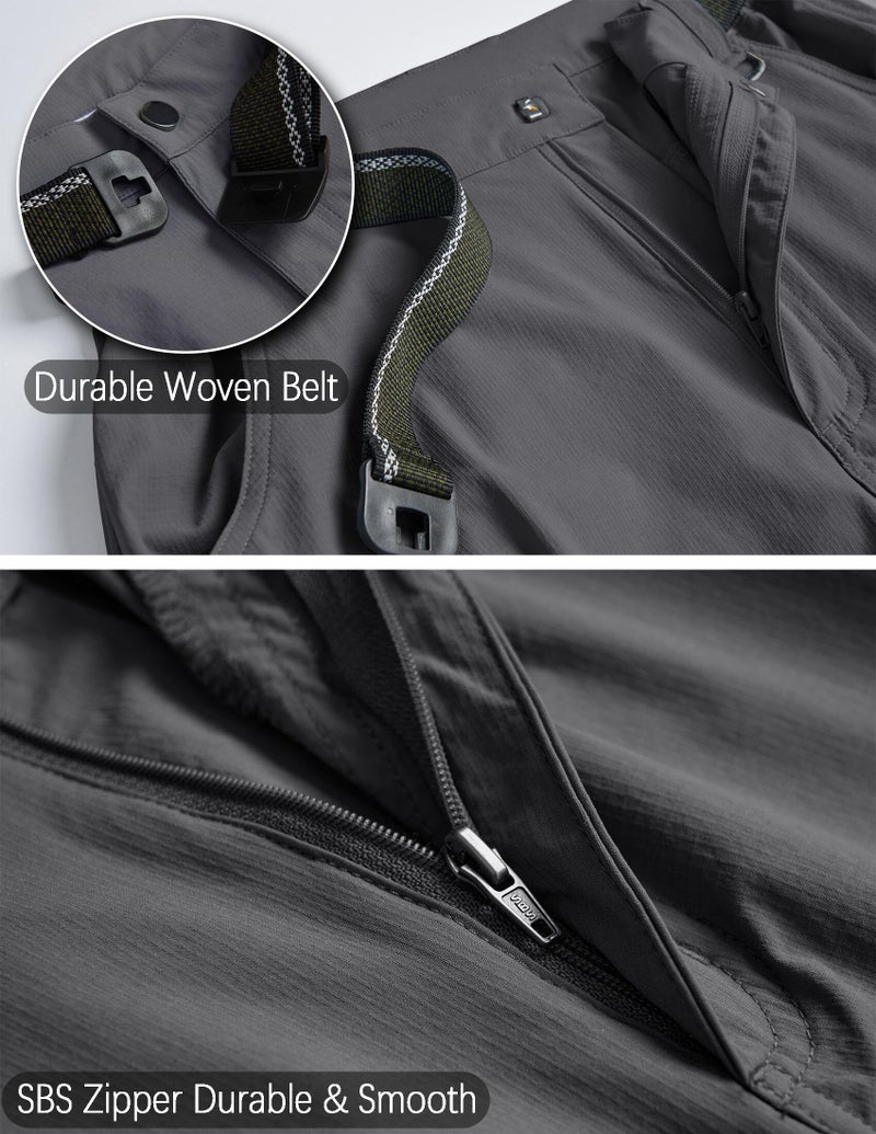 AREOUTS Men's Cargo Work Hiking Pants Lightweight Water Resistant Quick Dry Fishing Travel Camping Outdoor Breathable Multi Pockets Dark Grey S - Image 3