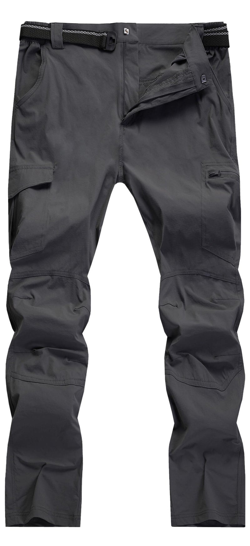 AREOUTS Men's Cargo Work Hiking Pants Lightweight Water Resistant Quick Dry Fishing Travel Camping Outdoor Breathable Multi Pockets Dark Grey S - Image 2